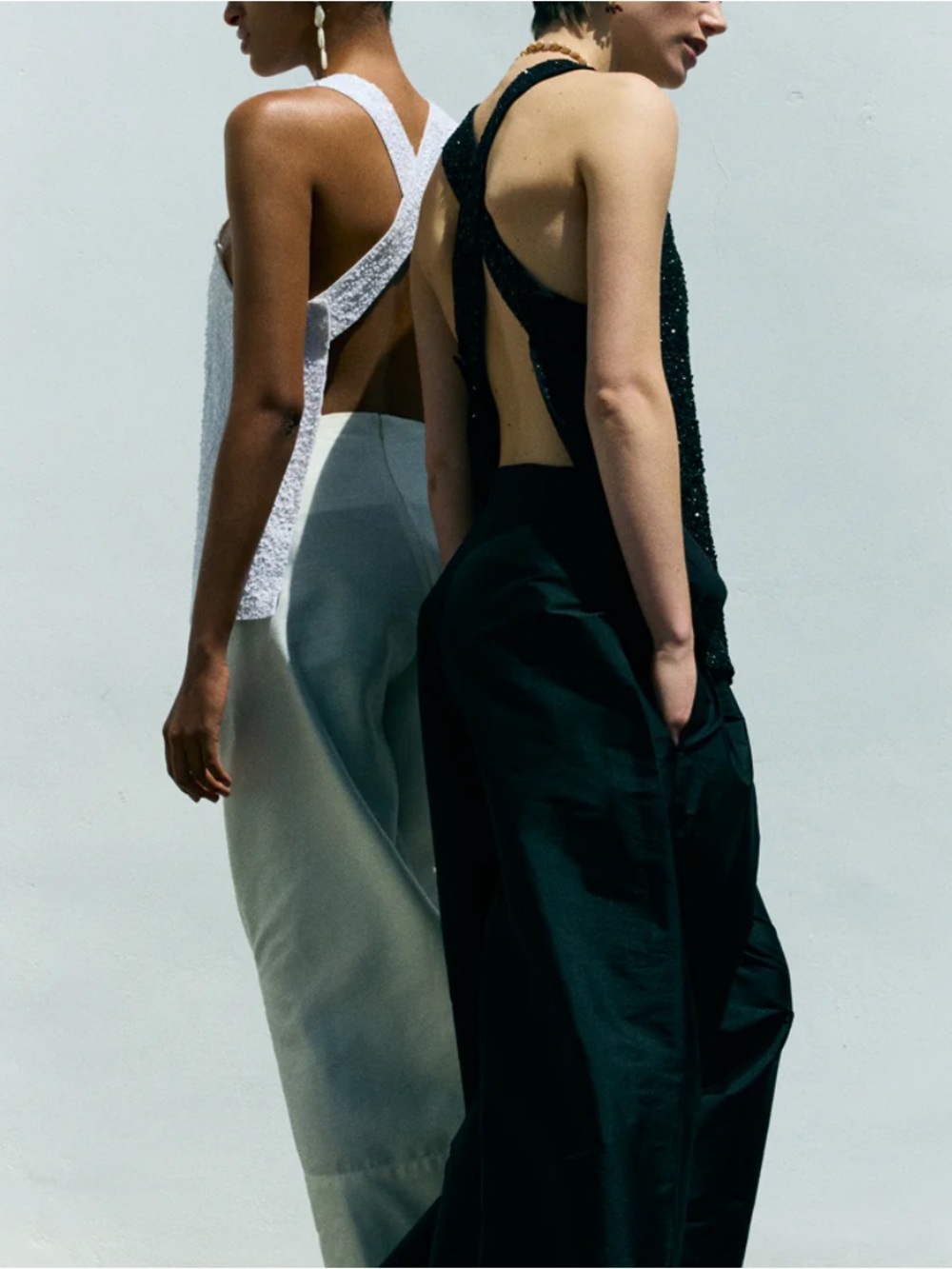 Chan Luu Apron Sequin Top NWT OS White Backless Cross-Strap Tank White $490